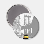Yellow Taxi Brooklyn Bridge New York City Magnet (Vorderseite/Rückseite)