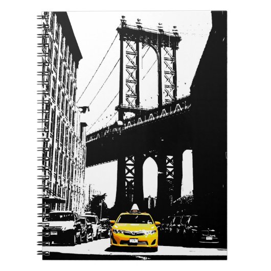 Yellow Taxi Brooklyn Bridge New York City Pop Art Notizblock (Vorderseite)