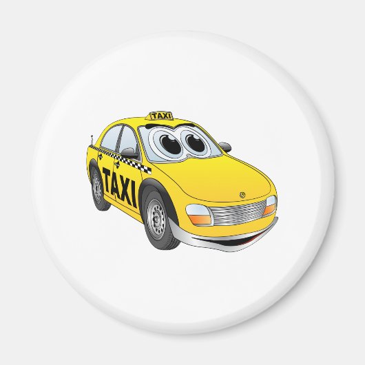 Yellow Taxi Cab Cartoon Magnet (Vorne)
