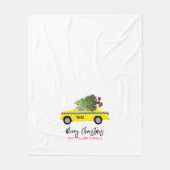 Yellow Taxi Cab Merry Christmas Tree FAMILY NAME Fleecedecke (Vorderseite)