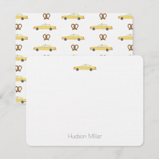 Yellow Taxi Cab und Pretzel NYC Vielen Dank Mitteilungskarte