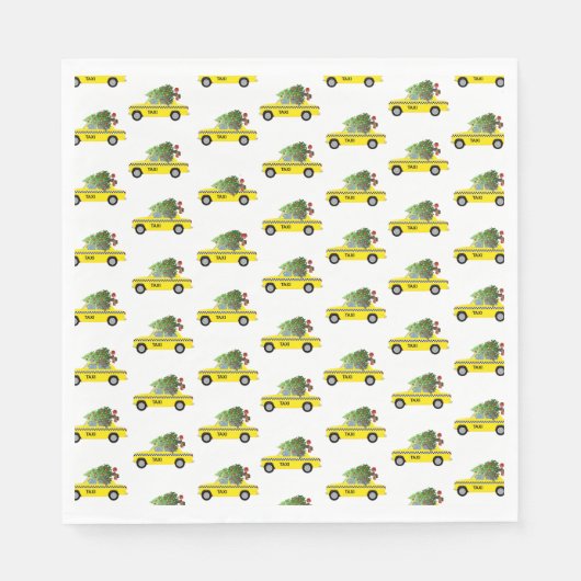 Yellow Taxi Cab Weihnachtsbaum Festlicher Urlaub N Serviette (Vorderseite)