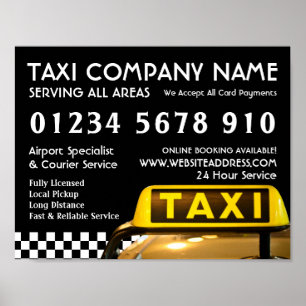 Yellow Taxi Cab Zeichenwerbung Poster