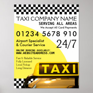 Yellow Taxi Cab Zeichenwerbung Poster