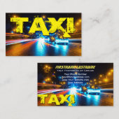 Yellow TAXI City Neon Lights Taxifahrer Visitenkarte (Vorne/Hinten)