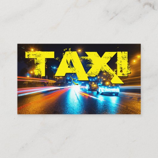 Yellow TAXI City Neon Lights Taxifahrer Visitenkarte (Vorderseite)
