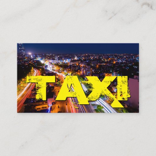 Yellow TAXI City Neon Lights Taxifahrer Visitenkarte (Vorderseite)