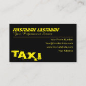 Yellow TAXI for professional taxi driver cabdriver Visitenkarte (Rückseite)