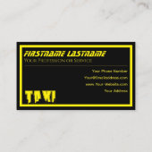 Yellow TAXI Gelb-Frame Taxifahrerkabine Visitenkarte (Rückseite)