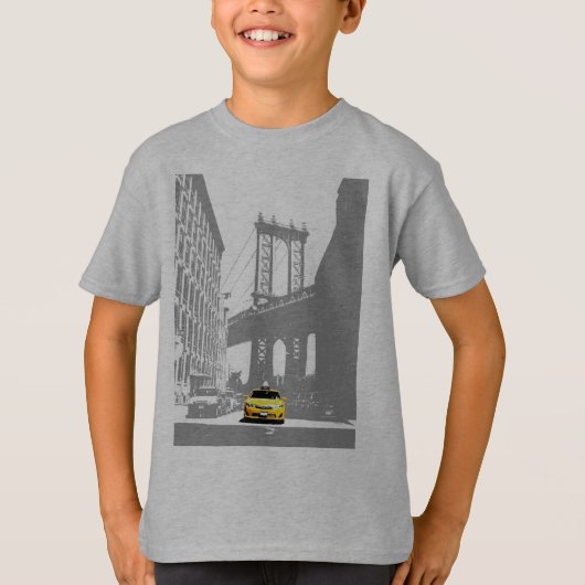 Yellow Taxi New York City Nyc Brooklyn Bridge Boys T-Shirt (Vorderseite)