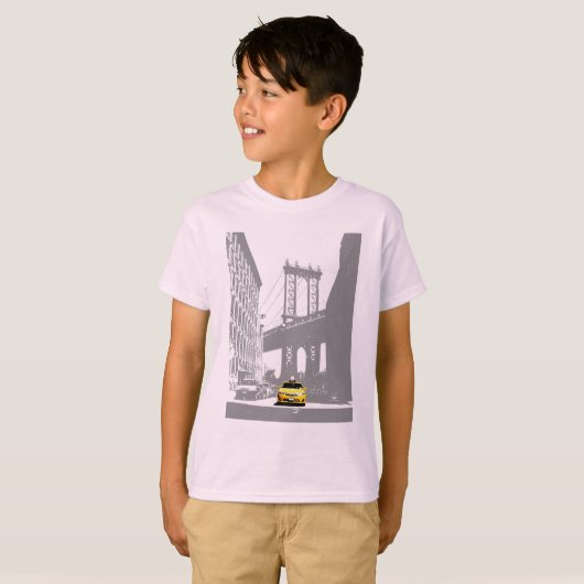 Yellow Taxi New York City Nyc Brooklyn Bridge Boys T-Shirt (Vorne ganz)