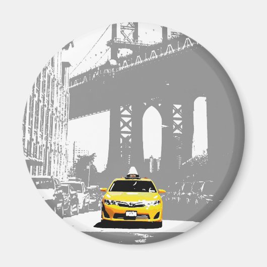 Yellow Taxi Nyc Brooklyn Bridge Ny New York Magnet (Vorne)