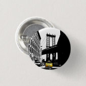 Yellow Taxi Nyc New York City Brooklyn Bridge Button (Vorne & Hinten)