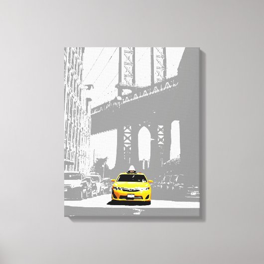 Yellow Taxi Nyc New York City Brooklyn Bridge Leinwanddruck (Vorderseite)