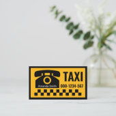 Yellow Taxi Phone Black Karo Visitenkarte (Stehend Vorderseite)