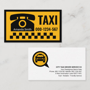 Yellow Taxi Phone Black Karo Visitenkarte