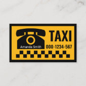 Yellow Taxi Phone Black Karo Visitenkarte (Vorderseite)