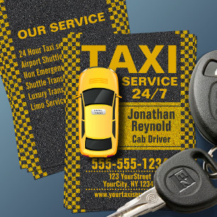 Yellow Taxi Service Cab Treiber Visitenkarte