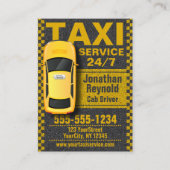 Yellow Taxi Service Cab Treiber Visitenkarte (Vorderseite)