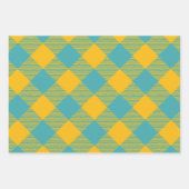 Yellow & Teal Squiggly Buffalo Plaid & Polka Dots Geschenkpapier Set (Vorderseite)