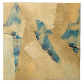 Yellow Teal Textured Ceramic Tile Fliese (Vorderseite)