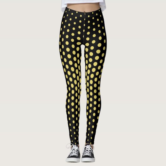Yellow Techno Dot Pattern Leggings (Vorderseite)