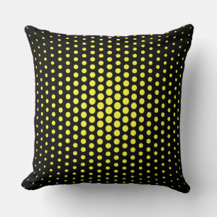 Yellow Techno Dots Modern Black Kissen