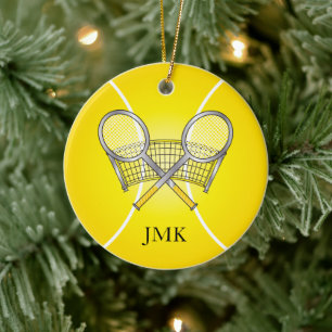 Yellow Tennis Ball DIY Name Keramik Ornament