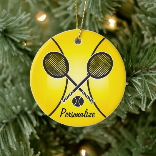 Yellow Tennis Ball | Personalisieren Keramikornament (Baum)
