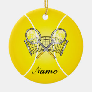 Yellow Tennis Personalize Keramik Ornament