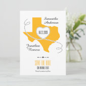 Yellow Texas Curling Ribbon Save The Date (Stehend Vorderseite)