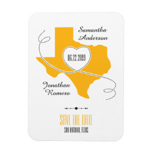 Yellow Texas Curling Ribbon Save the Date Magnet