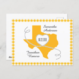 Yellow Texas Curling Ribbon Save the Date Postkarte