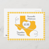 Yellow Texas Curling Ribbon Save the Date Postkarte (Vorne/Hinten)