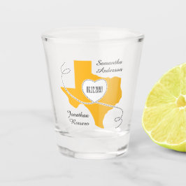 Yellow Texas Curling Ribbon Wedding Date Schnapsglas