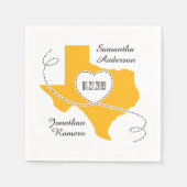 Yellow Texas Curling Ribbon Wedding Date Serviette (Vorderseite)