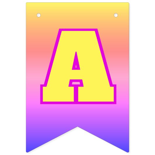 YELLOW Text Happy Birthday | Bearbeitbar Wimpelkette (Zweite Fahne)