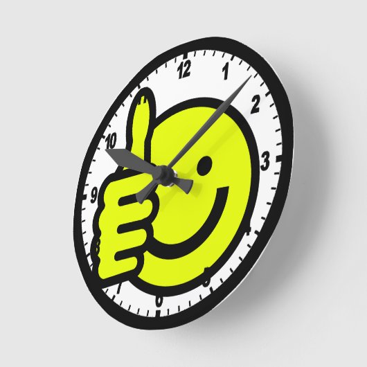 Yellow Thumbs Up Runde Wanduhr (Winkel)