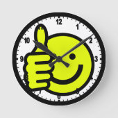 Yellow Thumbs Up Runde Wanduhr (Vorderseite)