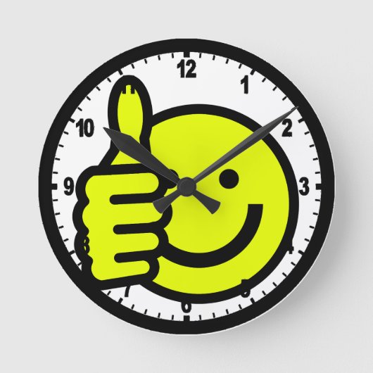 Yellow Thumbs Up Runde Wanduhr (Vorderseite)
