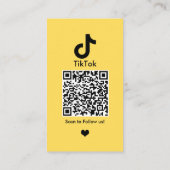 Yellow TikTok Social Media QR-Code Visitenkarte (Rückseite)