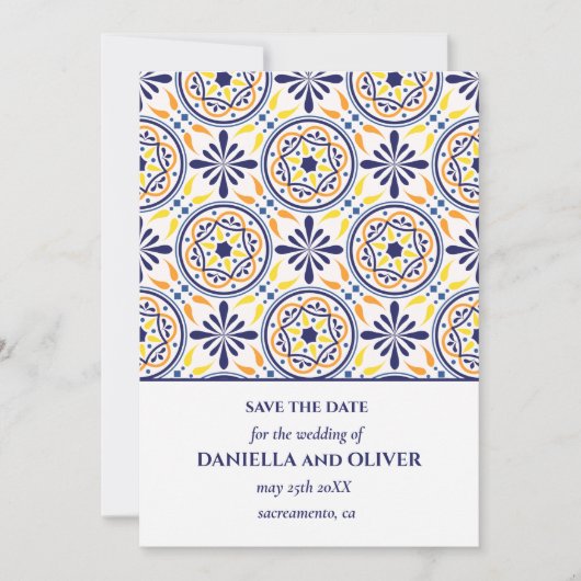 Yellow Tile Save the Date Einladung (Vorderseite)