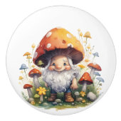 Yellow Toadstol Gnome Keramikknauf (Vorderseite)