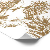 Yellow Toile Christmas Bird und Pine Poster (Ecke)