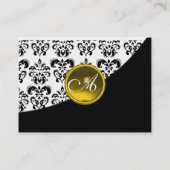 YELLOW TOPAZ BLACK DAMASK MONOGRAMM Gold metallisc Visitenkarte (Rückseite)