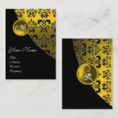 YELLOW TOPAZ BLACK DAMASK MONOGRAMM VISITENKARTE (Vorne/Hinten)