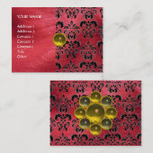 YELLOW TOPAZ MON , RED DAMASK SILK , Grau Agatha Visitenkarte (Vorne/Hinten)