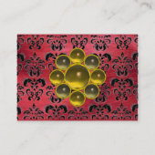 YELLOW TOPAZ MON , RED DAMASK SILK , Grau Agatha Visitenkarte (Rückseite)