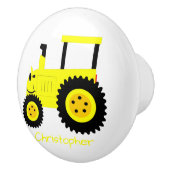 Yellow Tractor Design Personalised Keramikknauf (Rechts)