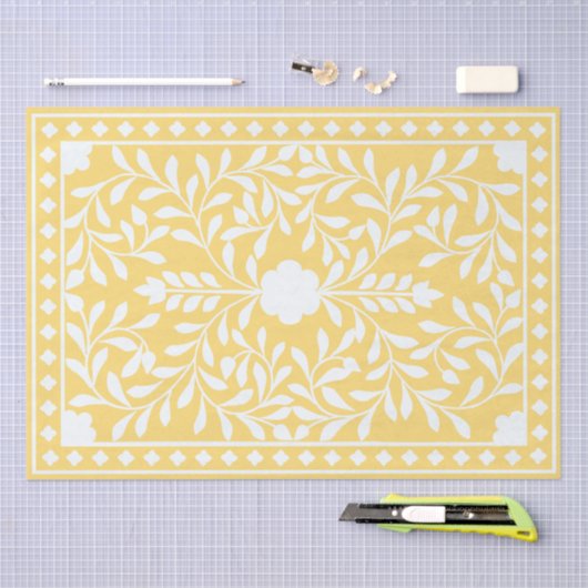 Yellow Traditional Bone Inlay Decoupage Paper Seidenpapier (Handwerk)